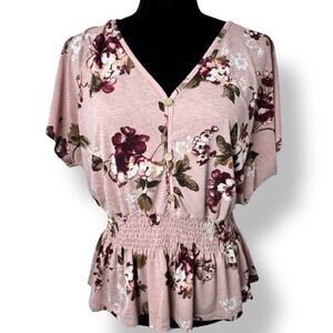 Modern Attraction Peplum Floral Blouse XL Top Y2K-Inspired RN# 144170